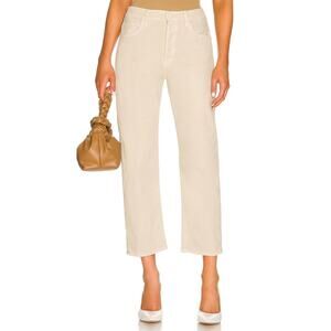 Mother The Ditcher Crop Jeans Chalk It Up Beige Straight Leg High Waist SZ 25
